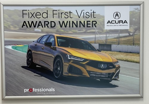 picture of Acura service award at McGrath Acura of Libertyville, IL.